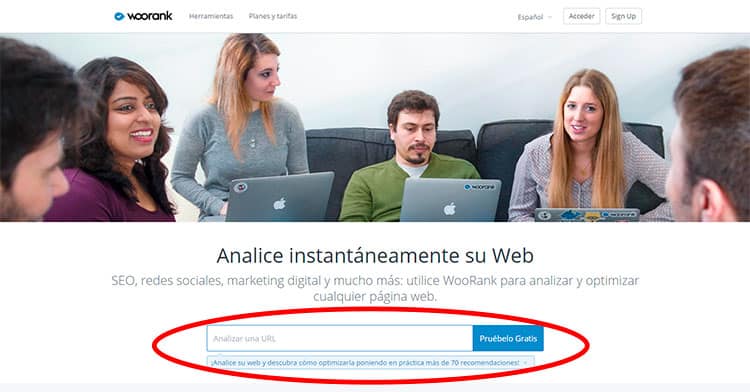 Auditoría SEO gratis con Woorank