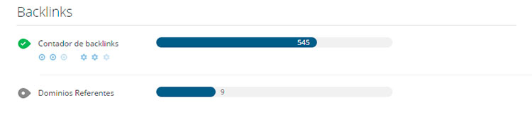 Apartado Backlinks de la herramienta Woorank