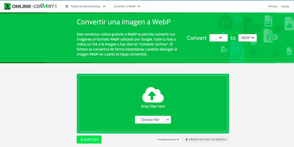 Cómo convertir imágenes jpg o png a formato WebP