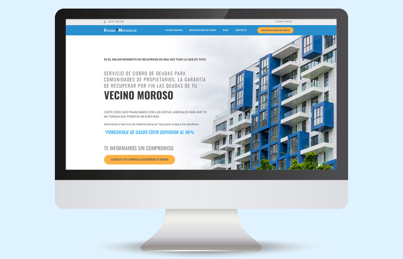 Diseño web realizado para Vecino Moroso.