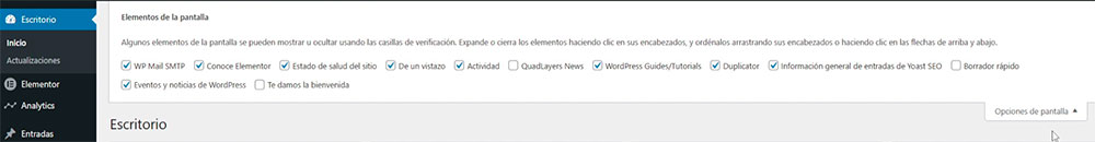 Eliminar cajas del escritorio de WordPress