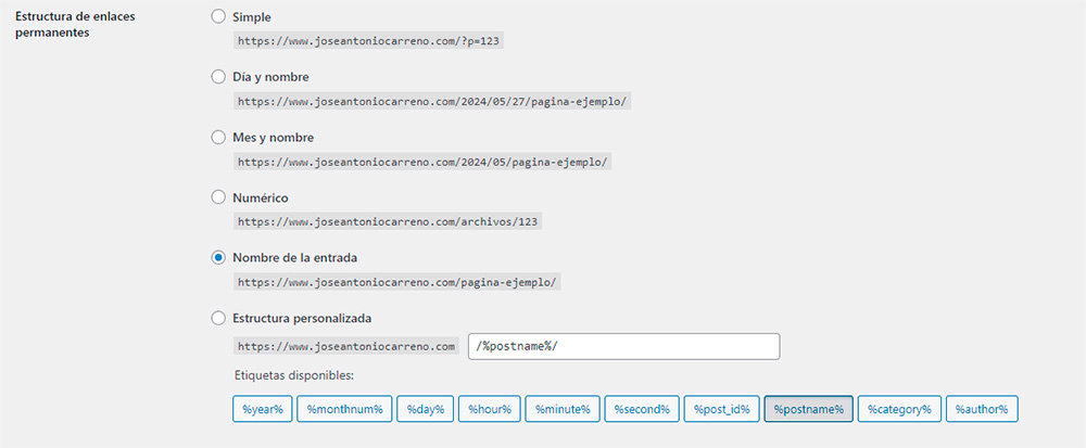 Configuración de enlaces permanentes para SEO en WordPress