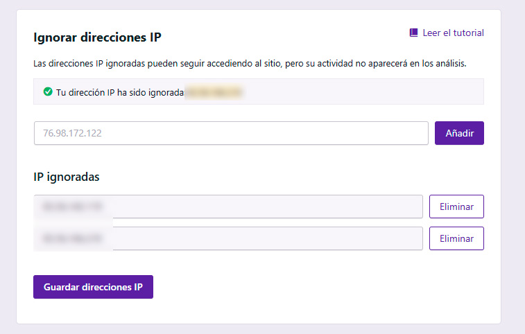 Cómo ignorar dirección IP propia en Analytics